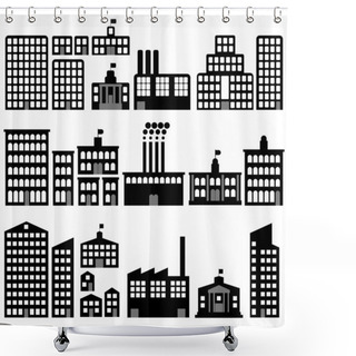 Personality  Building Silhouettes Shower Curtains
