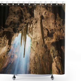 Personality  Cave Stalactites And Sun Rays In Cave Shower Curtains
