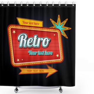Personality  Retro Motel Sign With Copyspace Shower Curtains