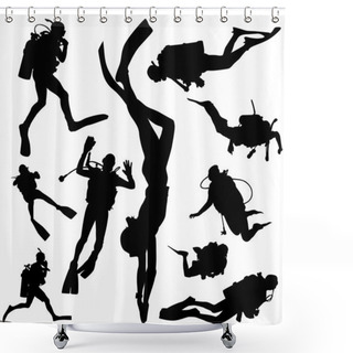 Personality  Scuba Diving Shower Curtains