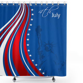 Personality  American Flag Background With Wave Pattern And Stars And Stripes Symbolizing Of 4th July American Independence Day. EPS 10. Shower Curtains