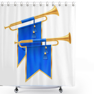 Personality  King Royal Golden Horn Trumpet Vector Illustration Shower Curtains