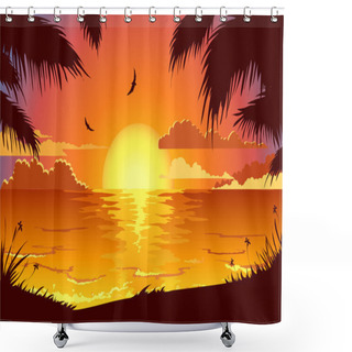 Personality  Sunset On The Beach Shower Curtains