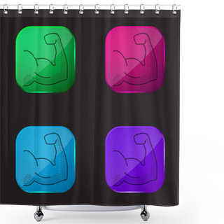 Personality  Biceps Four Color Glass Button Icon Shower Curtains
