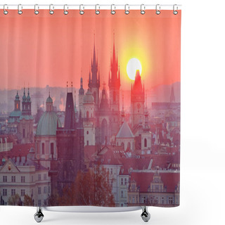 Personality  Czech Republic, Prague - Spires Of The Old Town At Sunrise Shower Curtains