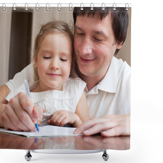 Personality  Father Helping Daughter Shower Curtains