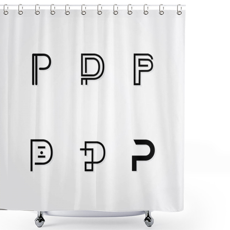 Personality  Initial Letter P Logo Typo Pack Shower Curtains