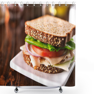 Personality  Cold Cut Turkey Sandwich On Whole Wheat With Swiss Cheese Shower Curtains