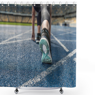 Personality  Sportswoman On Starting Line  Shower Curtains