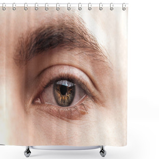 Personality  Close Up View Of Young Woman Brown Eye With Eyelashes And Eyebrow Shower Curtains
