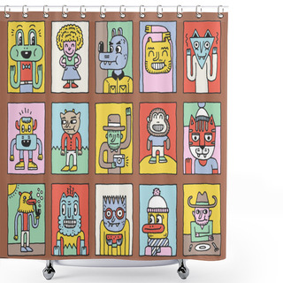 Personality  Doodle Cards Color Set Shower Curtains