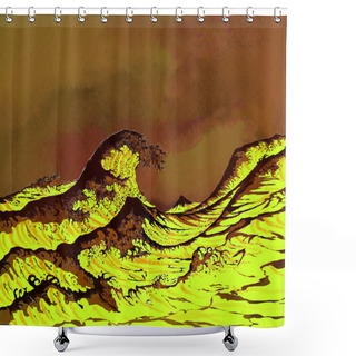 Personality  Japanese Sea Waves With Blue Sky Shower Curtains