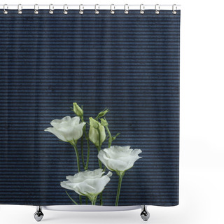 Personality  Beautiful Eustoma Flowers Over Stripped Background Shower Curtains