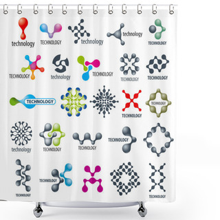 Personality  Vector Collection Of Different Technological Logos Shower Curtains