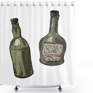 Personality  Two Bottles Of The Rum, Isolated, On White Background Shower Curtains