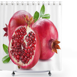 Personality  Ripe Pomegranates With Leaves. Shower Curtains