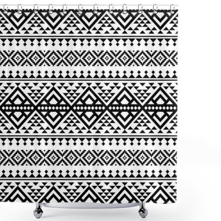 Personality  Tribal Ethnic Pattern In Black And White Color. Design For Bakcground Or Frame Shower Curtains
