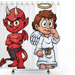 Personality  Angel And Devil Shower Curtains