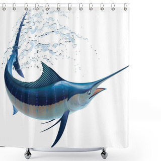 Personality  Blue Marlin Shower Curtains