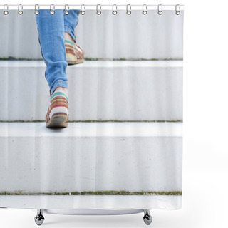 Personality  Female Walking Upstairs Shower Curtains