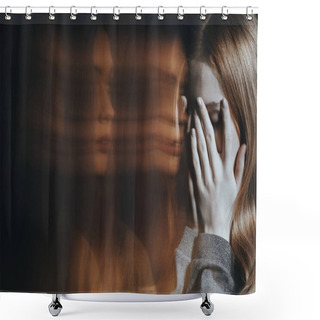 Personality  Young Girl With Schizophrenia Crying Shower Curtains