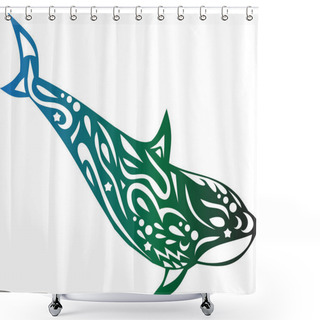 Personality  Killer Whale With A Pattern, A Dolphin Tattoo, An Ornament On The Body Of An Animal, A Koshalot Sticker, A Sea Creature, A Vector Fish, Ocean Fauna Shower Curtains