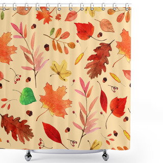 Personality  Watercolor Autumn Leaves Set Shower Curtains