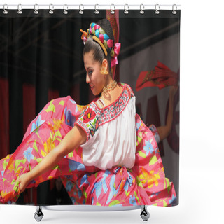 Personality  Xochicalli Mexican Folkloric Ballet Performs In A Concert On Grand Place Shower Curtains