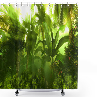 Personality  Morning Fog In Dense Tropical Rainforest Shower Curtains