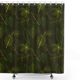 Personality  Vector Seamless Pattern With Leaves Shower Curtains