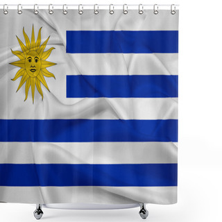 Personality  Waving Uruguay Flag Shower Curtains