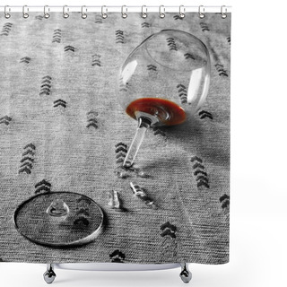 Personality  Red Wine In Broken Glass Half Desaturated Shower Curtains
