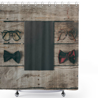 Personality  Eyeglasses And Bow Ties With Coaster Shower Curtains
