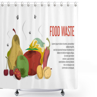 Personality  Food Waste Web Banner Vector Isolated. Organic Garbage Shower Curtains
