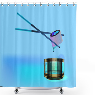 Personality  Sushi Dipping In Soy Sauce Shower Curtains