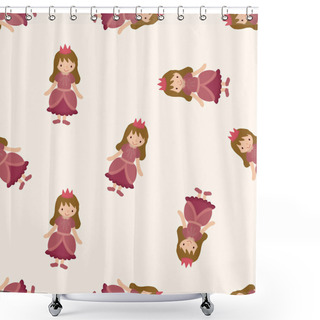 Personality  Royal Theme Princess , Cartoon Seamless Pattern Background Shower Curtains