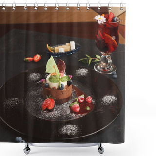Personality  Exclusive Mousse Dessert Served At Restaurant Shower Curtains