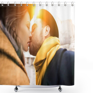 Personality  Kissing Young Couple Shower Curtains