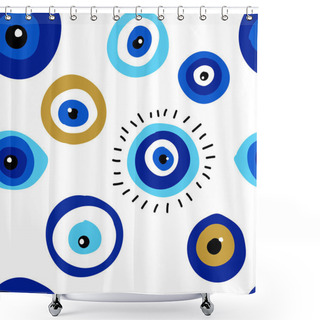 Personality  Seamless Pattern With Evil Eyes, Different Talismans In Hand Drawn Flat Design, Contemporary Modern Trendy Style Shower Curtains