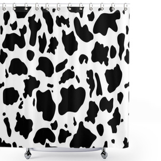 Personality  Cow Pattern Texture. Seamless Pattern Black And White. Cowhide Animal Print Digital Pattern. Shower Curtains