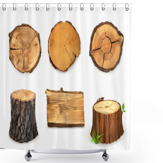 Personality  Wooden Banners On White Shower Curtains