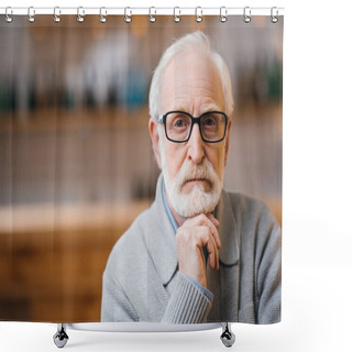 Personality  Thoughtful Senior Man Shower Curtains