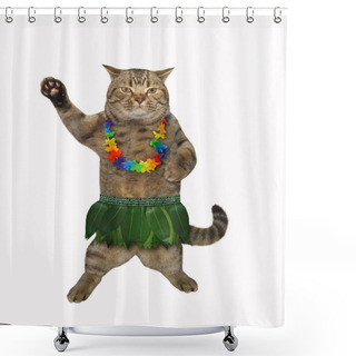 Personality  Cat And Hawaii 1 Shower Curtains