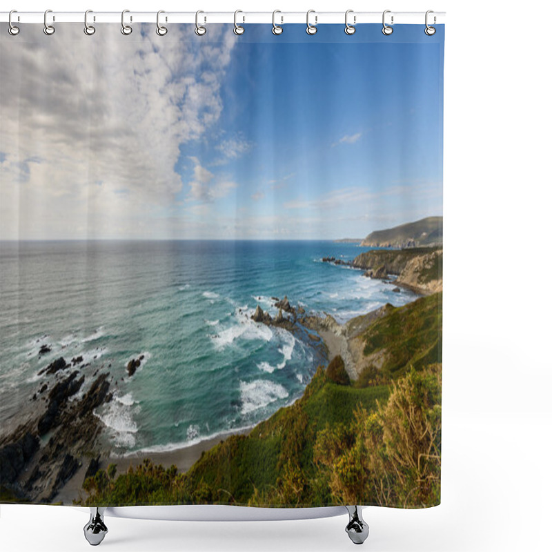 Personality  Atlantic ocean panoramic view shower curtains