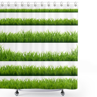 Personality  Set Of Green Grass Borders Shower Curtains