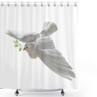 Personality  White Dove Flying With Green Branch Shower Curtains