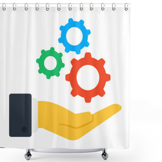 Personality  An Editable Design Icon Of Gears On Hand, Support  Shower Curtains