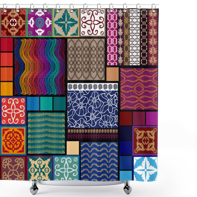 Personality  Mega Set Of Seamless Ethnic Patterns With Psychedelic Motifs Inspired By Aboriginal Arts. Shower Curtains