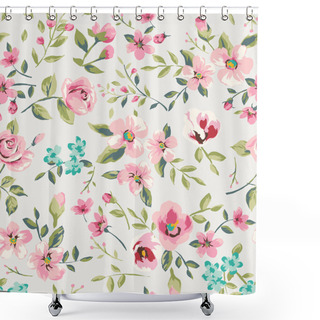 Personality  Seamless Vintage Flower Garden Pattern Background Shower Curtains
