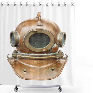 Personality  Old Diving Helmet Isolated On White Background. Retro And Vintage Style Shower Curtains